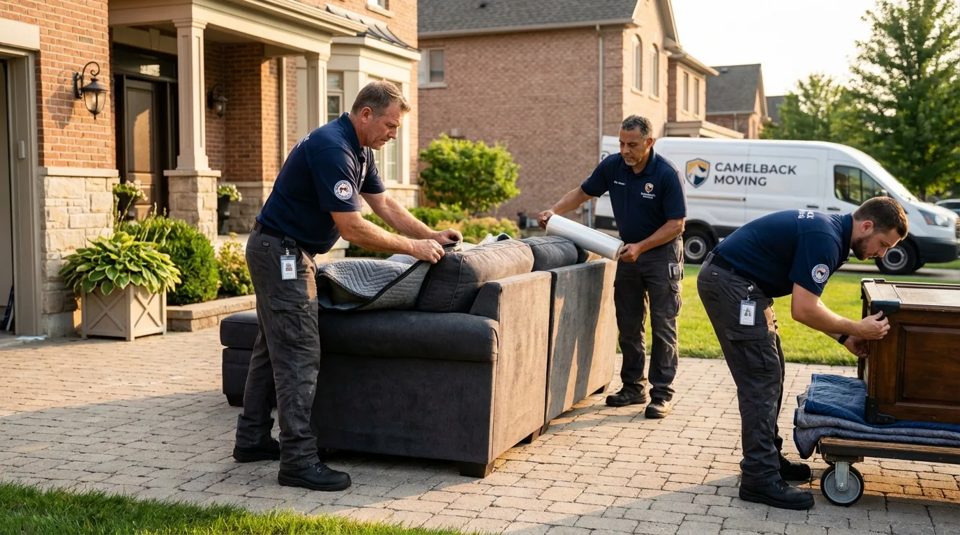 Large estate moving crew wrapping furniture in Bensenville, IL